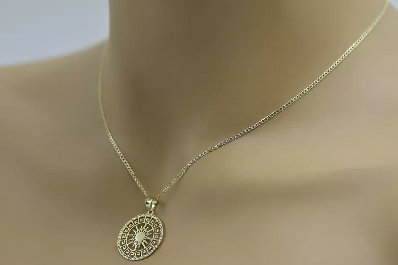 Italienisches 14k Gold Sonnenanhänger mit Kette cpn040y&cc001yw