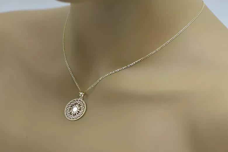 Italienisches 14k Gold Sonnenanhänger mit Kette cpn040y&cc001yw