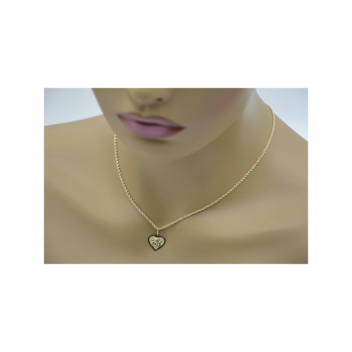 Gold 14k 585 Mutter Gottes Jungfrau Maria Medaillon Anhänger & Corda Kette pm013y&cc019y