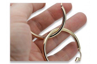 14K Yellow Gold Circle Hoop Earrings, No Stone ceh002y