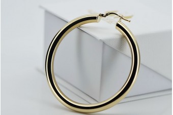 14K Yellow Gold Minimalist Circle Hoop Earrings ceh003y