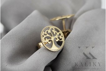 14 Karat Gelbgold Glücklicher Baum Ohrringe, Keine Stein cen002y