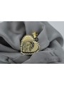 14K Yellow Gold Mary Icon Medallion Pendant pm029y