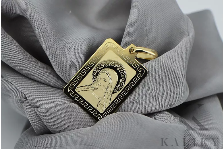 14K Yellow Gold Mary Icon Pendant pm030y