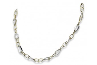 Chaîne collier en or jaune et blanc italien 14K, 50 cm, 8 mm cc091yw