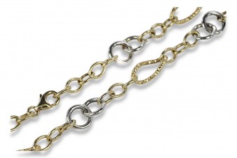 14K Two-Tone Italian Gold Chain, Yellow White Gold, 50c cc092yw