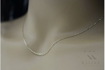 14K Yellow and White Gold Anchor Chain Necklace with Diamond Cut Detail cc003yw