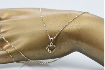 "Nautical Love: 14k Gold Heart Pendant with Anchor Chain" cpc001y&cc003yw