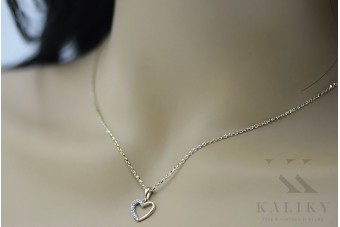 "Sunshine Glow 14k Gold Heart Pendant with Anchor Chain" cpc002y&cc003yw