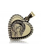 14K Yellow Gold Mary Icon Medallion Pendant pm029y