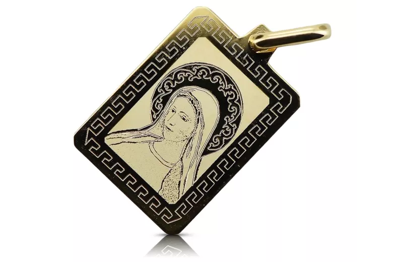 14K Yellow Gold Mary Icon Pendant pm030y