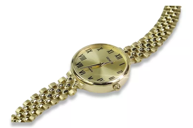 14k żółte złoto, Złoty cyferbla Dziewczyny Zegarek Geneve Lady Gift lw011ydg