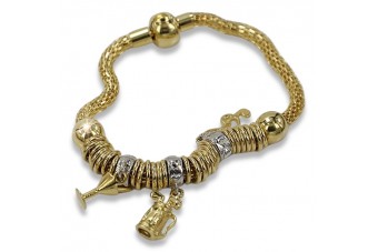 Brățară cu pandantive din aur galben 14K, 19 c. cb110y