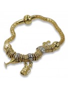 Bracelet de charmes en or jaune italien 14K, pierres précieuses variées cb110y