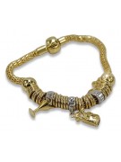 Bracelet de charmes en or jaune italien 14K, pierres précieuses variées cb110y