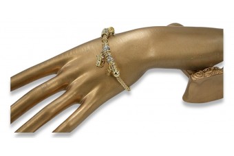 Pulsera de encantos de oro amarillo italiano, 14k, 19c cb110y