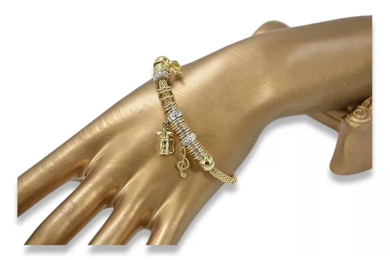 Italian Charm Bracelet, 14K Yellow & White Gold, 19c cb110y