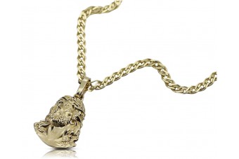 "Divine Glow 14k Gold Jesus Pendant with Luxurious Chain" pj004y15&cc081y55