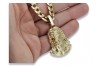 Pendentif Jésus en or 14 carats jaune avec chaîne élégante. pj004y28&cc099y55