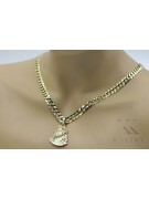 Pandantiv Isus din aur galben 14k cu lănțișor elegant pj004y28&cc099y55