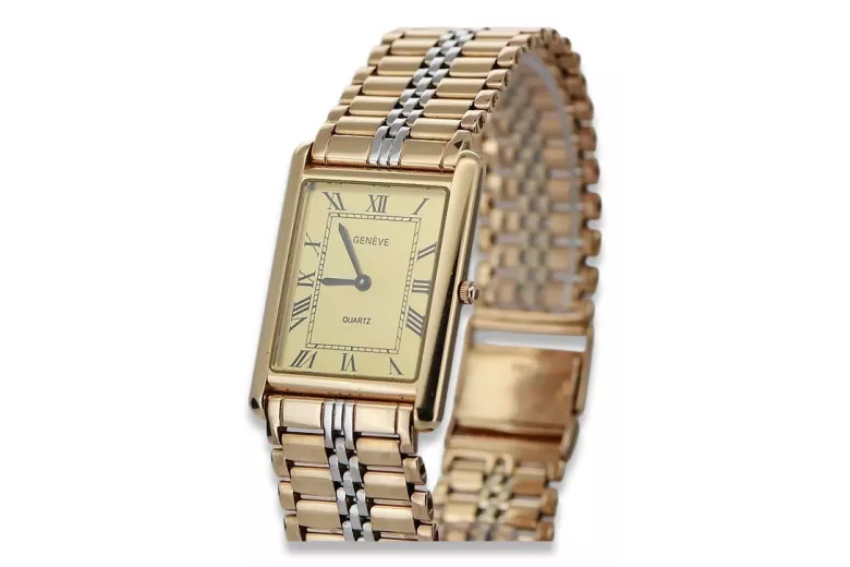 14k czerwone złoto vintage zegarek męski Geneve mw069rw