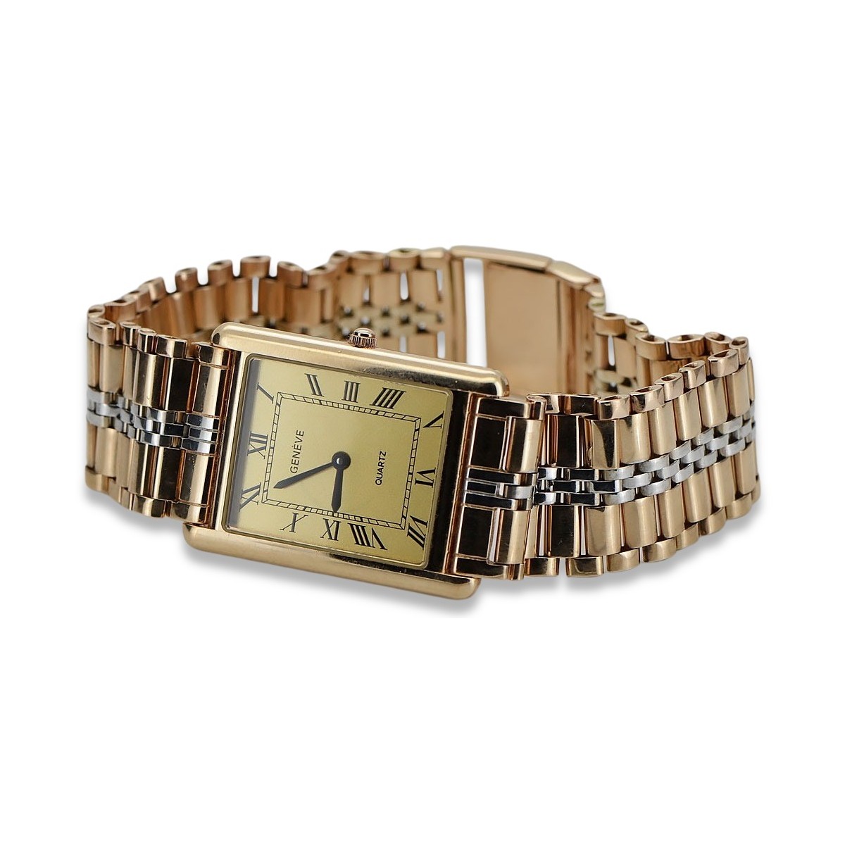 14k czerwone złoto vintage zegarek męski Geneve mw069rw