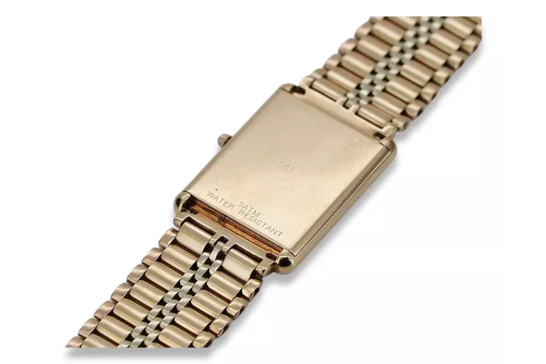 14k czerwone złoto vintage zegarek męski Geneve mw069rw