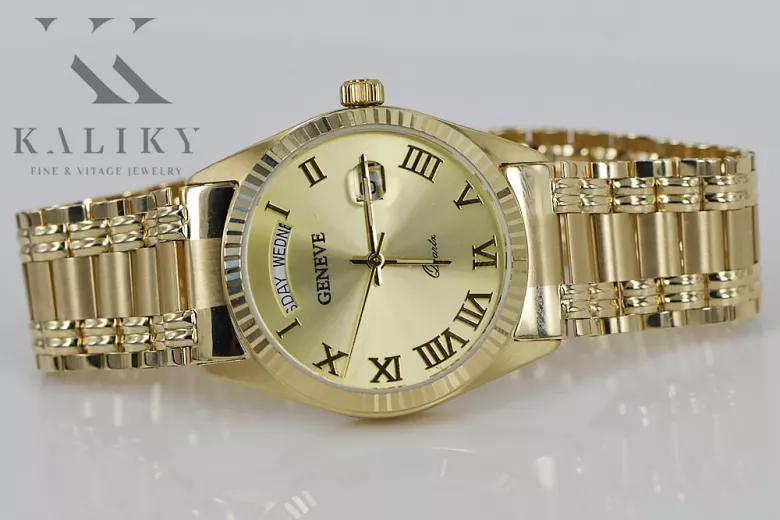 Reloj de oro para hombre Geneve ★ https://zlotychlopak.pl/es/ ★ Pureza del oro 585 333 ¡Precio bajo!