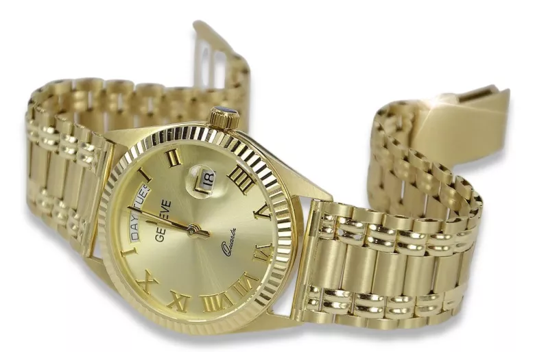 Reloj de oro para hombre Geneve ★ https://zlotychlopak.pl/es/ ★ Pureza del oro 585 333 ¡Precio bajo!