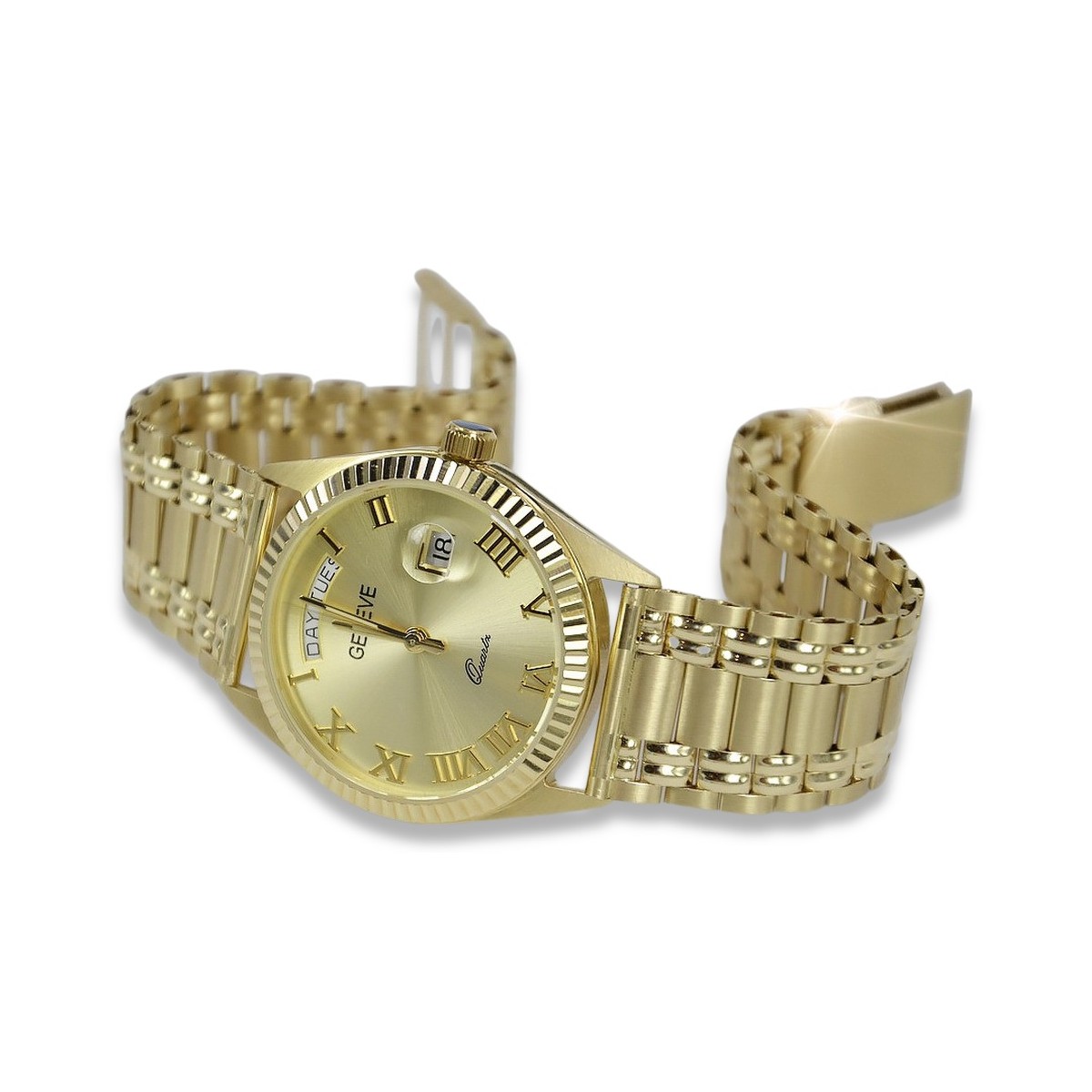 Gold men's watch Geneve ★ zlotychlopak.pl ★ Gold purity 585 333 Low Price!