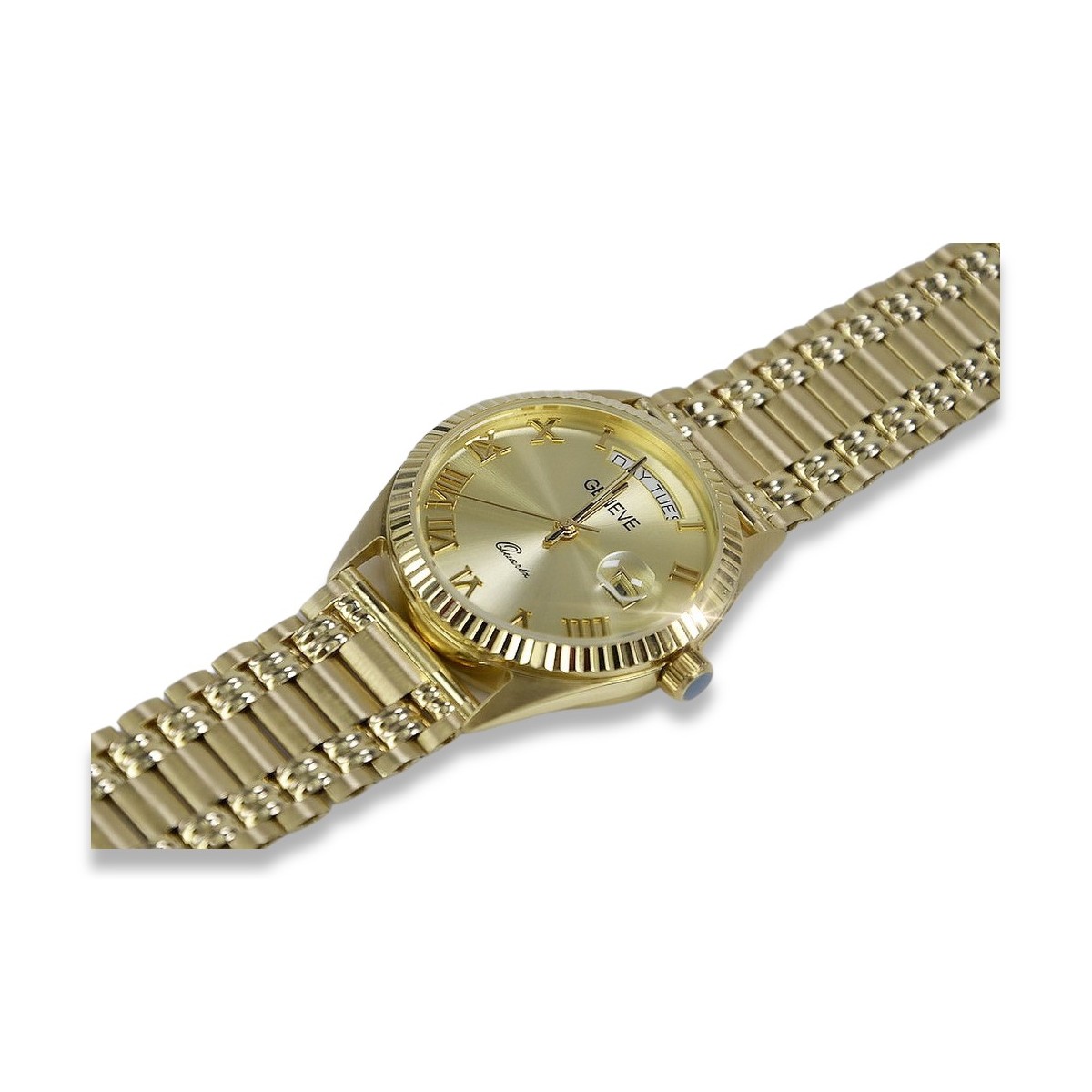 Gold men's watch Geneve ★ zlotychlopak.pl ★ Gold purity 585 333 Low Price!