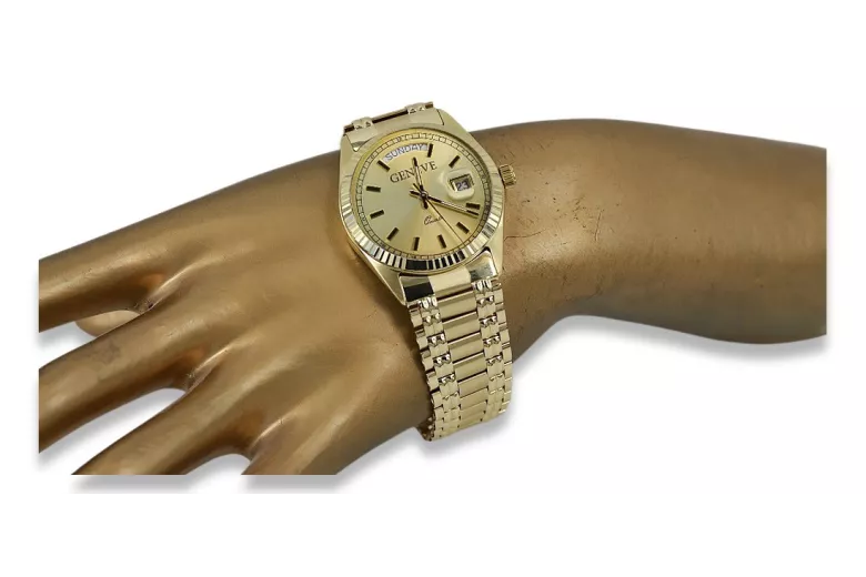 Reloj de oro para hombre Geneve ★ https://zlotychlopak.pl/es/ ★ Pureza del oro 585 333 ¡Precio bajo!