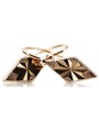 "No Stones Original Vintage 14K Rose Gold Square Earrings" ven060 ven060