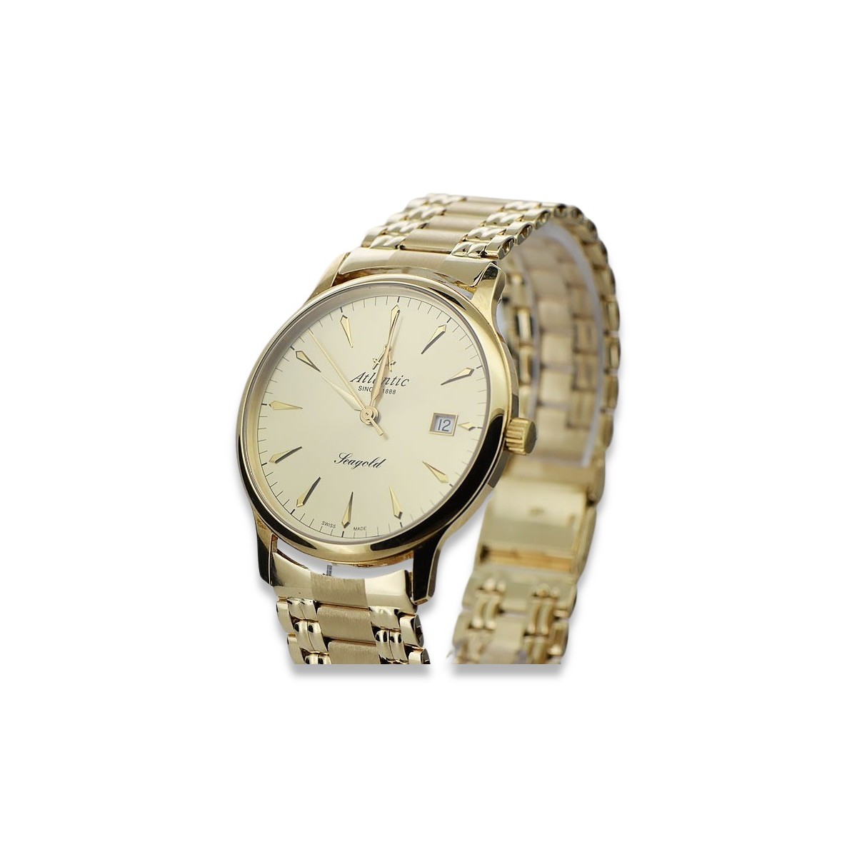 Gold Men's Watch Geneve ★ Zlotychlopak.pl ★ Puritate de aur 585 333 Preț scăzut!