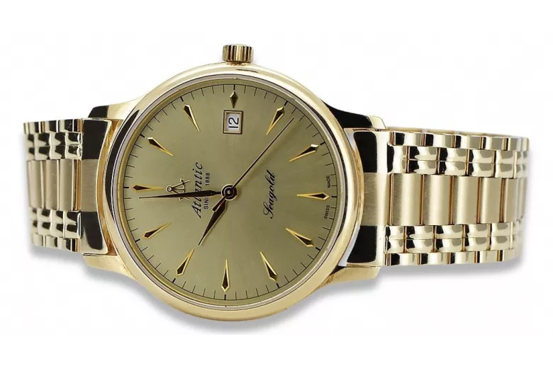 Gold Men's Watch Geneve ★ Zlotychlopak.pl ★ Puritate de aur 585 333 Preț scăzut!