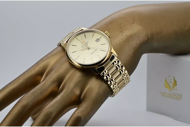 Gold men's watch Geneve ★ zlotychlopak.pl ★ Gold purity 585 333 Low Price!