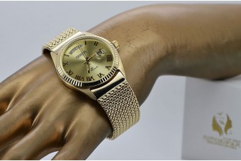 Gold men's watch Geneve ★ zlotychlopak.pl ★ Gold purity 585 333 Low Price!
