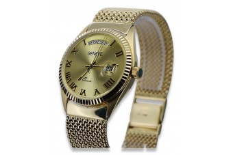 Gold Men's Watch Geneve ★ Zlotychlopak.pl ★ Puritate de aur 585 333 Preț scăzut!