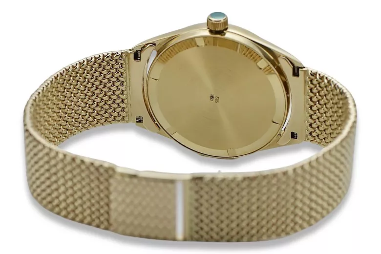 Gold Men's Watch Geneve ★ Zlotychlopak.pl ★ Puritate de aur 585 333 Preț scăzut!