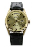 14 Karat Gelbgold und Schwarz Geneve Uhr mw013y