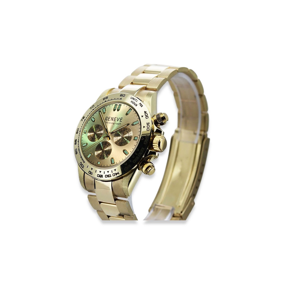 Gold Men's Watch Geneve ★ Zlotychlopak.pl ★ Puritate de aur 585 333 Preț scăzut!