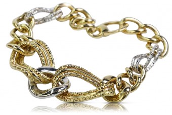 Bracelet cœur en or italien 14k jaune et blanc cb068yw