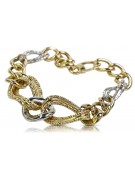 Pulsera de corazón de oro blanco y amarillo italiano de 14k cb068yw