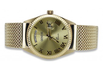 Reloj Geneve unisex de oro amarillo 14k 585 para mujeres mw013ydg&mbw014yo-f