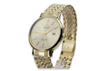 Montre de poignet en or jaune 14 carats Atlantique pour homme mw003y&mbw012yo