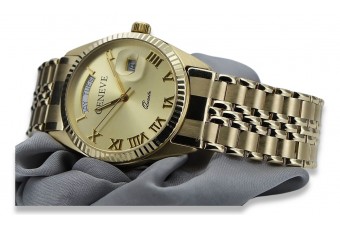 Жовтий годинник для чоловіків та жінок з 14k 585 золота Geneve mw013ydg&mbw019yo