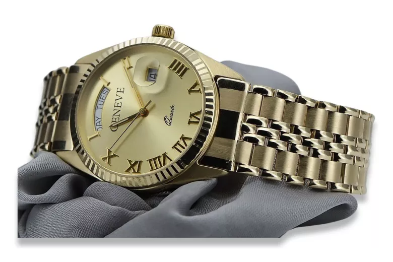 Reloj de oro para hombre Geneve ★ https://zlotychlopak.pl/es/ ★ Pureza del oro 585 333 ¡Precio bajo!