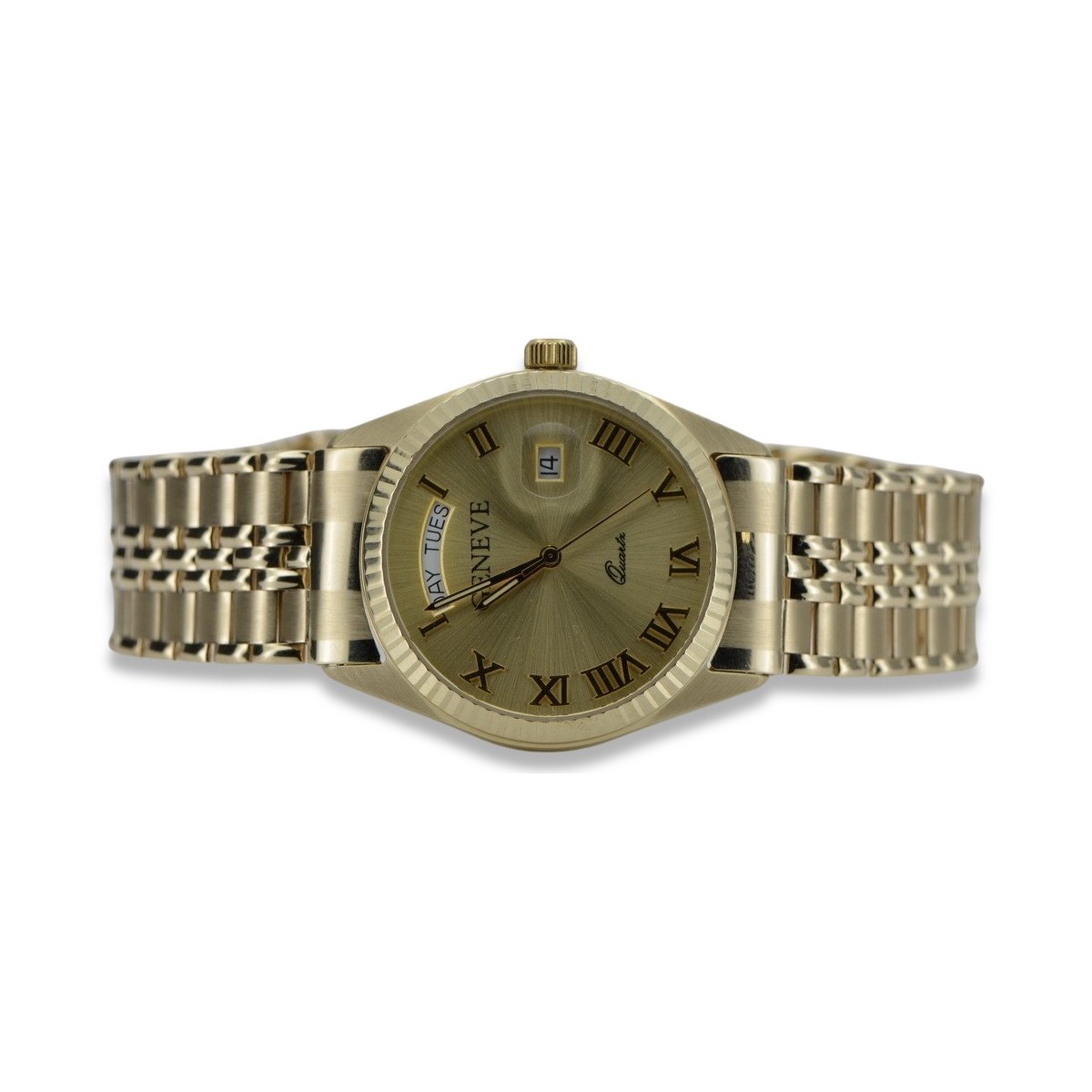 Gold men's watch Geneve ★ zlotychlopak.pl ★ Gold purity 585 333 Low Price!