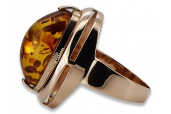 Bernstein Eleganz: 14 Karat Originales Vintage-Roségold Ring  vrab004 vrab004