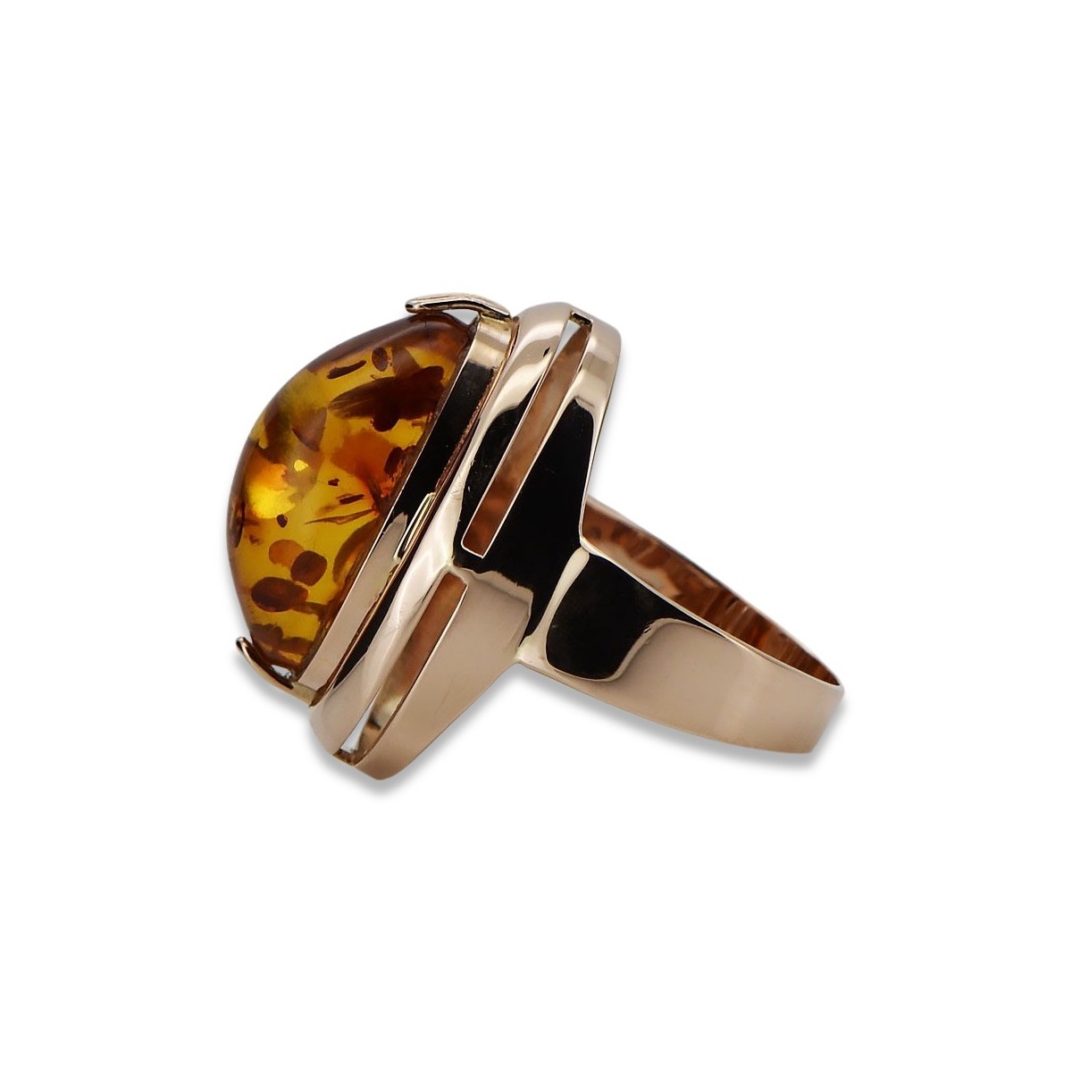 Russian rose Soviet pink USSR red 585 583 gold amber ring vrab004